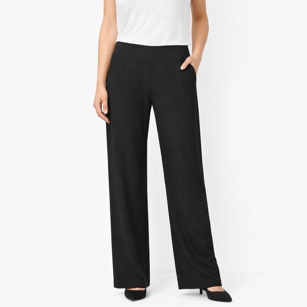 Eileen Fisher Black Stretch Dress Pants Wide Leg Minimalist Size 12